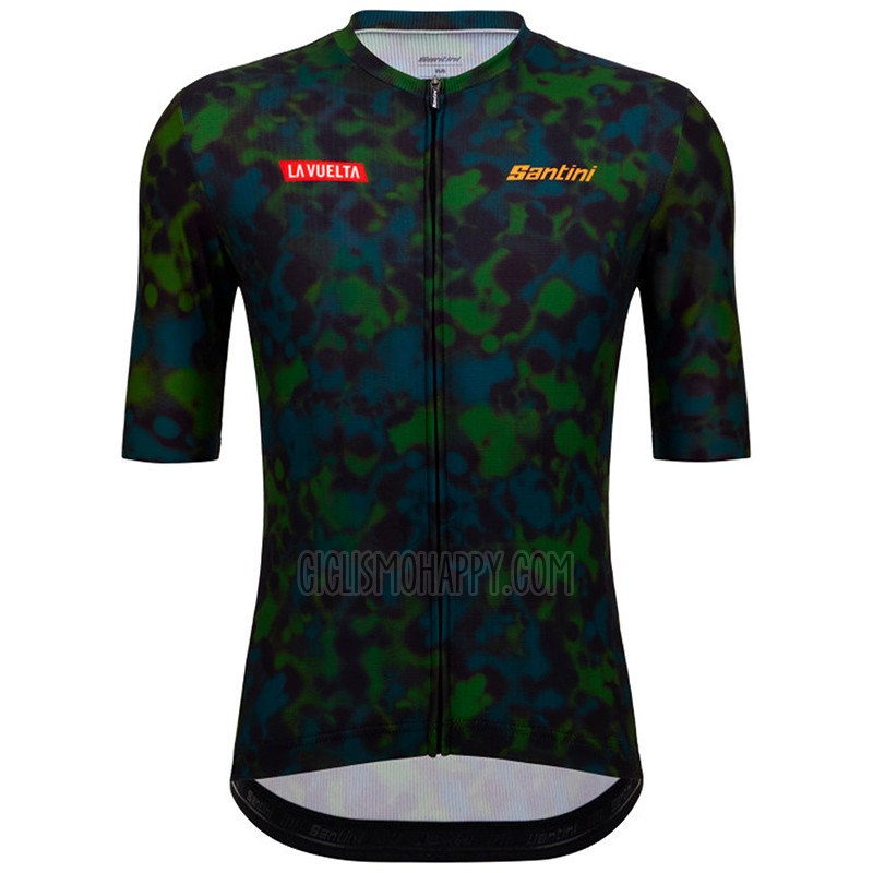 Vuelta Espana Cycling Jersey Bib Short 2022 Men Short Sleeve Black Green